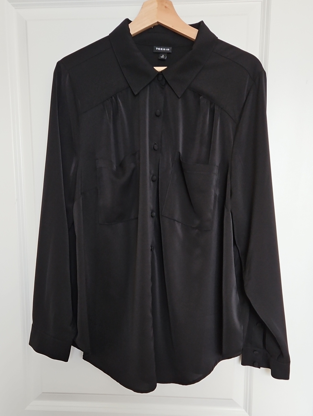 torrid Black Satin-Look Button Front Shirt